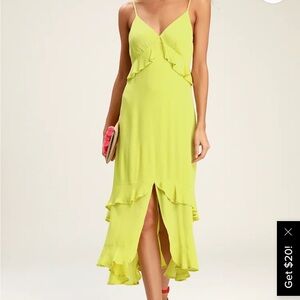 Lulus island time lime green midi dress